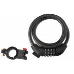 Zámok na bicykel - Špirálový Uzáver S Kódom 10x1200mm, Čierna+ Madlo